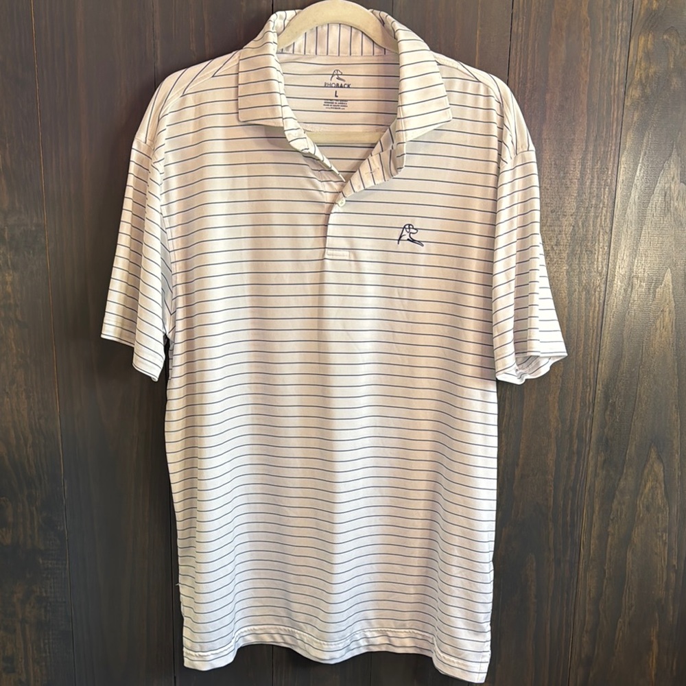Rhoback Stiped Polo Shirt Blue White Mens Large